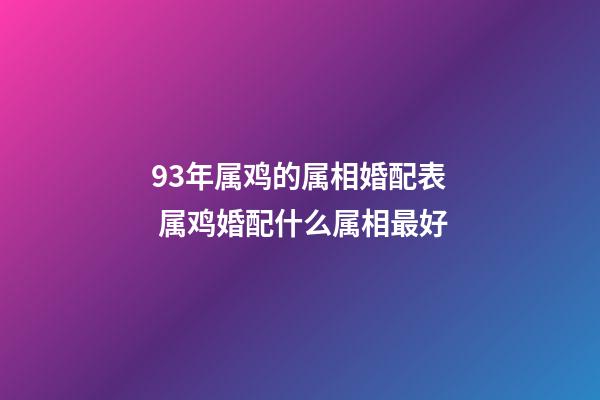 93年属鸡的属相婚配表 属鸡婚配什么属相最好